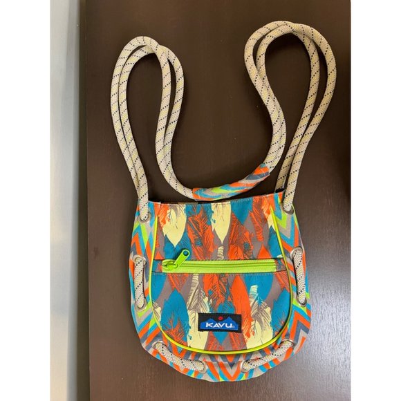 Kavu Handbags - Kavu Crossbody Neon Feather Print Rope Strap Bag